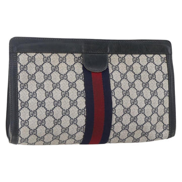 GUCCI GG Supreme Sherry Line Clutch Bag PVC Navy 37 014 2125 Auth 152977