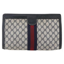 GUCCI GG Supreme Sherry Line Clutch Bag PVC Navy 37 014 2125 Auth 152977-13