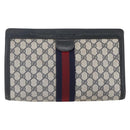 GUCCI GG Supreme Sherry Line Clutch Bag PVC Navy 37 014 2125 Auth 152977-2
