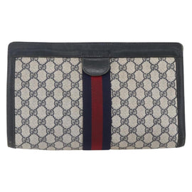 GUCCI GG Supreme Sherry Line Clutch Bag PVC Navy 37 014 2125 Auth 152977 - 0