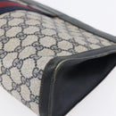 GUCCI GG Supreme Sherry Line Clutch Bag PVC Navy 37 014 2125 Auth 152977-7