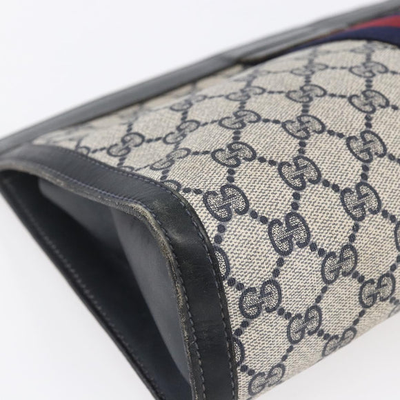 GUCCI GG Supreme Sherry Line Clutch Bag PVC Navy 37 014 2125 Auth 152977