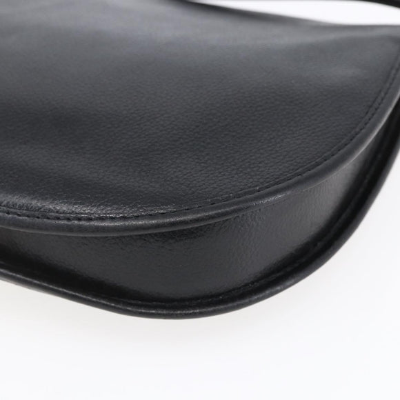 SAINT LAURENT Shoulder Bag Leather Black Gold Auth 152979