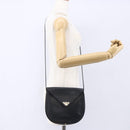 SAINT LAURENT Shoulder Bag Leather Black Gold Auth 152979-21