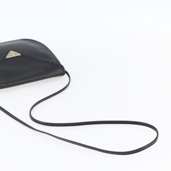 SAINT LAURENT Shoulder Bag Leather Black Gold Auth 152979