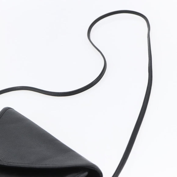 SAINT LAURENT Shoulder Bag Leather Black Gold Auth 152979