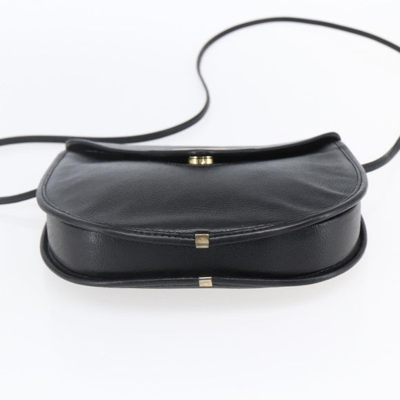SAINT LAURENT Shoulder Bag Leather Black Gold Auth 152979