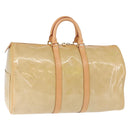 LOUIS VUITTON Monogram Vernis Mercer Boston Bag Beige M91000 LV Auth 152986-1