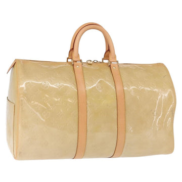 LOUIS VUITTON Monogram Vernis Mercer Boston Bag Beige M91000 LV Auth 152986