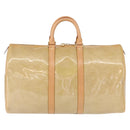 LOUIS VUITTON Monogram Vernis Mercer Boston Bag Beige M91000 LV Auth 152986-13
