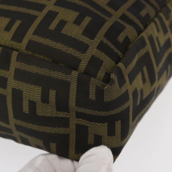 FENDI Zucca Canvas Hand Bag Black Brown Silver Auth 152992