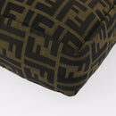 FENDI Zucca Canvas Hand Bag Black Brown Silver Auth 152992-16