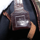 FENDI Zucca Canvas Hand Bag Black Brown Silver Auth 152992-11