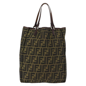 FENDI Zucca Canvas Hand Bag Black Brown Silver Auth 152992 - 0