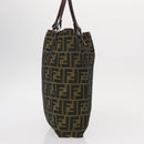 FENDI Zucca Canvas Hand Bag Black Brown Silver Auth 152992-3
