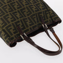 FENDI Zucca Canvas Hand Bag Black Brown Silver Auth 152992-7