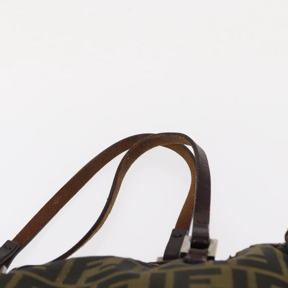 FENDI Zucca Canvas Hand Bag Black Brown Silver Auth 152992