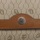 Christian Dior Honeycomb Canvas Chain Shoulder Bag PVC Beige Gold Auth 152993-17