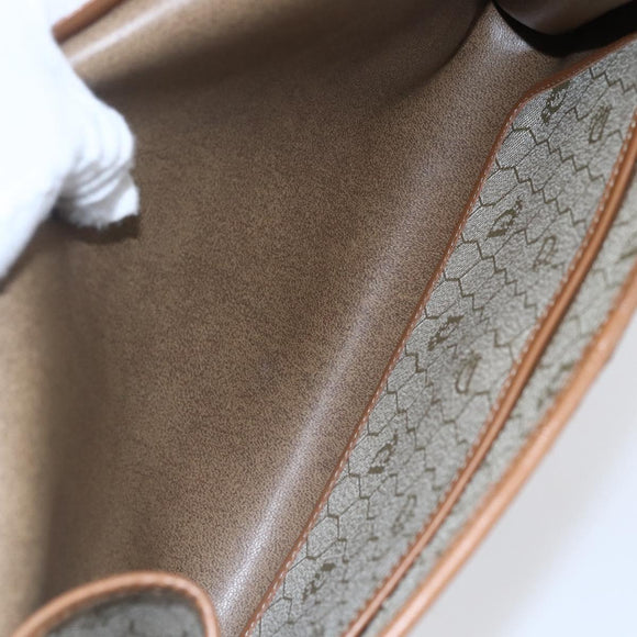 Christian Dior Honeycomb Canvas Chain Shoulder Bag PVC Beige Gold Auth 152993