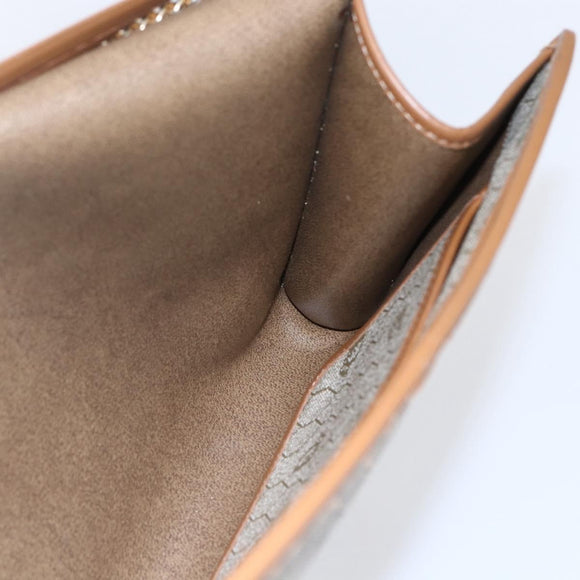 Christian Dior Honeycomb Canvas Chain Shoulder Bag PVC Beige Gold Auth 152993