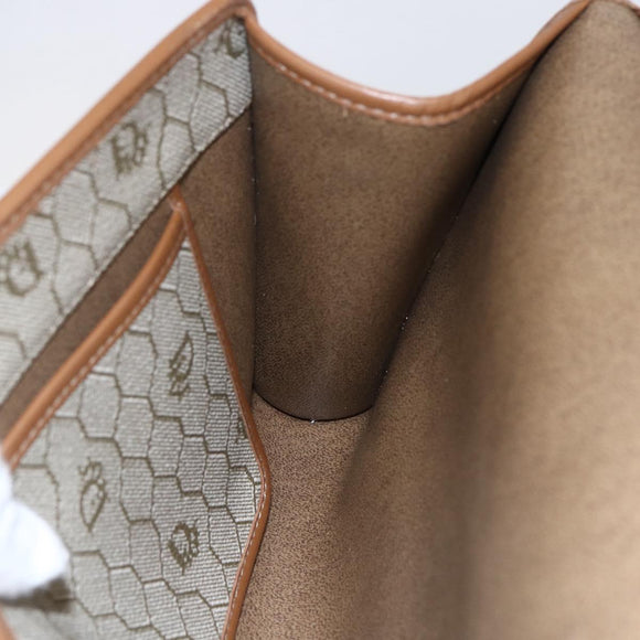 Christian Dior Honeycomb Canvas Chain Shoulder Bag PVC Beige Gold Auth 152993