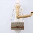 Christian Dior Honeycomb Canvas Chain Shoulder Bag PVC Beige Gold Auth 152993-20
