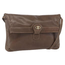 CELINE Shoulder Bag Leather Brown Gold Auth 152994-1