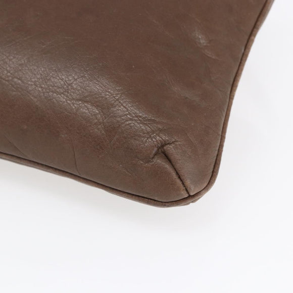 CELINE Shoulder Bag Leather Brown Gold Auth 152994