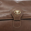 CELINE Shoulder Bag Leather Brown Gold Auth 152994-10
