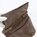 CELINE Shoulder Bag Leather Brown Gold Auth 152994-11