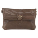 CELINE Shoulder Bag Leather Brown Gold Auth 152994-13
