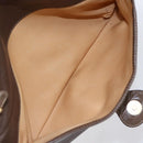 CELINE Shoulder Bag Leather Brown Gold Auth 152994-20