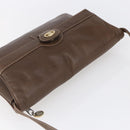 CELINE Shoulder Bag Leather Brown Gold Auth 152994-6