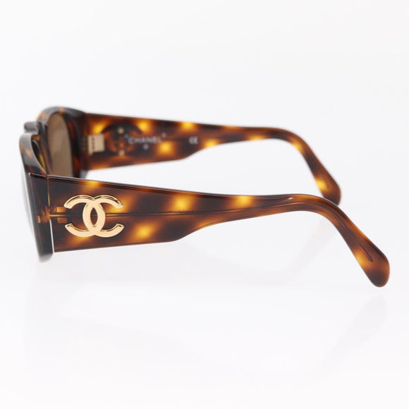 CHANEL Sunglasses Plastic Brown CC Auth 153000
