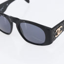CHANEL Sunglasses plastic Black CC Auth 153001-7