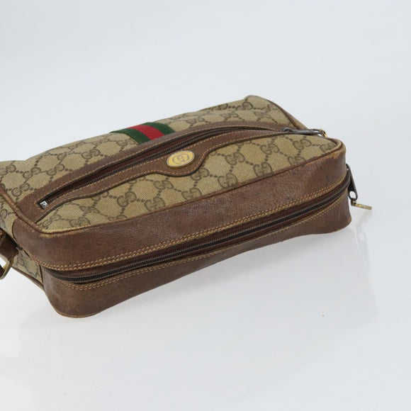 GUCCI GG Supreme Web Sherry Line Shoulder Bag PVC Beige Gold 010 378 Auth 153004