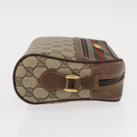 GUCCI GG Supreme Web Sherry Line Shoulder Bag PVC Beige 56 02 087 Auth 153005