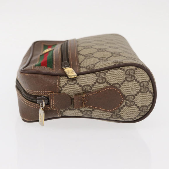 GUCCI GG Supreme Web Sherry Line Shoulder Bag PVC Beige 56 02 087 Auth 153005