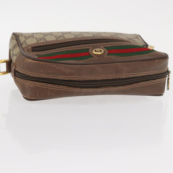 GUCCI GG Supreme Web Sherry Line Shoulder Bag PVC Beige 56 02 087 Auth 153005