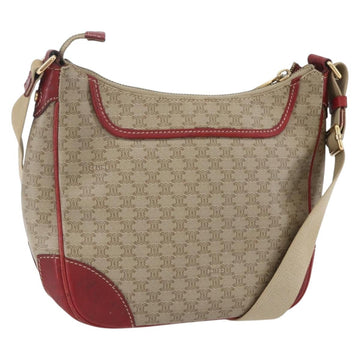 CELINE Macadam Canvas Shoulder Bag PVC Beige Gold Auth 153008