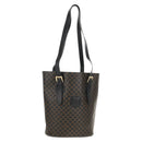 CELINE Macadam Canvas Tote Bag PVC Leather Black Gold Auth 153009V-1