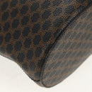CELINE Macadam Canvas Tote Bag PVC Leather Black Gold Auth 153009V-15