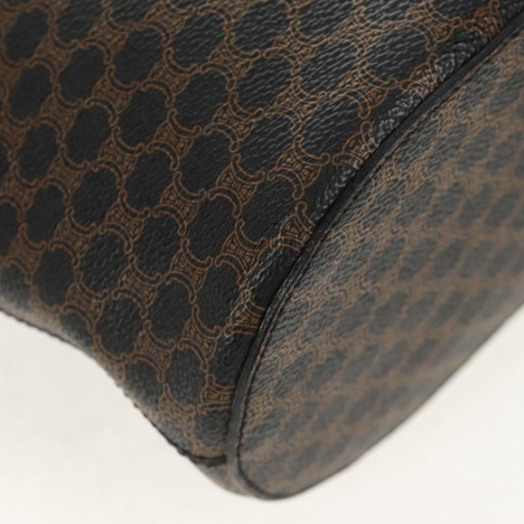 CELINE Macadam Canvas Tote Bag PVC Leather Black Gold Auth 153009V