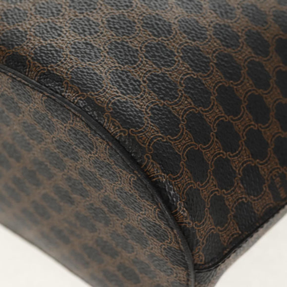 CELINE Macadam Canvas Tote Bag PVC Leather Black Gold Auth 153009V