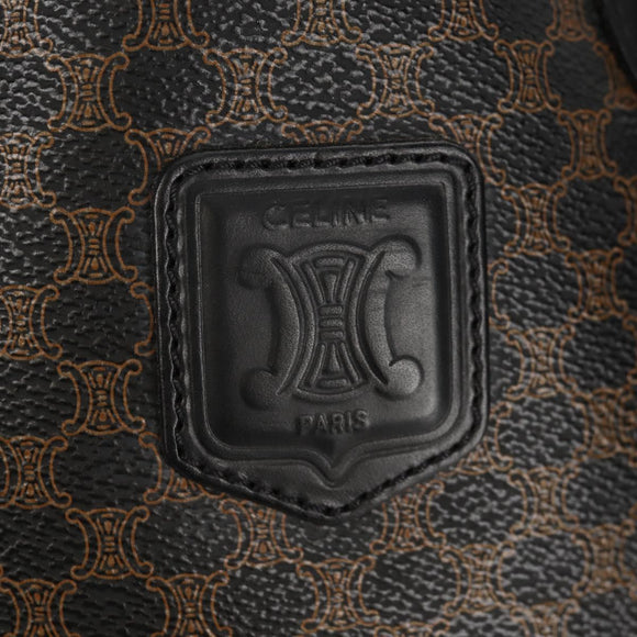 CELINE Macadam Canvas Tote Bag PVC Leather Black Gold Auth 153009V