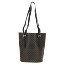 CELINE Macadam Canvas Tote Bag PVC Leather Black Gold Auth 153009V-13