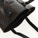 CELINE Macadam Canvas Tote Bag PVC Leather Black Gold Auth 153009V-6