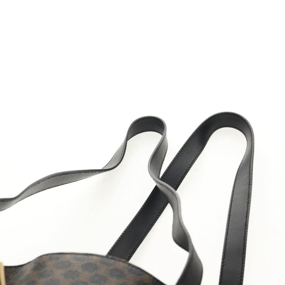 CELINE Macadam Canvas Tote Bag PVC Leather Black Gold Auth 153009V