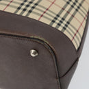 BURBERRY Nova Check Shoulder Bag Canvas Beige Silver Auth 153010-12