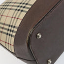 BURBERRY Nova Check Shoulder Bag Canvas Beige Silver Auth 153010-13